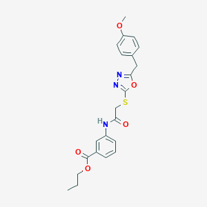 Propyl 3-[({[5-(4-methoxybenzyl)-1,3,4-oxadiazol-2-yl]sulfanyl}acetyl)amino]benzoate
