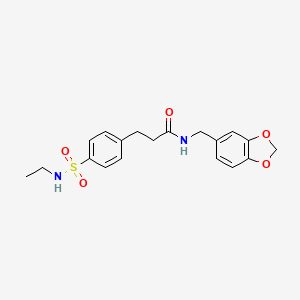 molecular formula C19H22N2O5S B4934346 N-[(2H-1,3-BENZODIOXOL-5-YL)METHYL]-3-[4-(ETHYLSULFAMOYL)PHENYL]PROPANAMIDE 