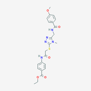 molecular formula C23H25N5O5S B493437 ethyl 4-[({[5-({[(4-methoxyphenyl)carbonyl]amino}methyl)-4-methyl-4H-1,2,4-triazol-3-yl]sulfanyl}acetyl)amino]benzoate 