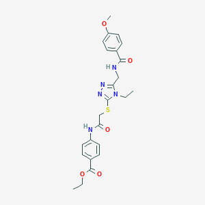 ethyl 4-({[(4-ethyl-5-{[(4-methoxybenzoyl)amino]methyl}-4H-1,2,4-triazol-3-yl)sulfanyl]acetyl}amino)benzoate
