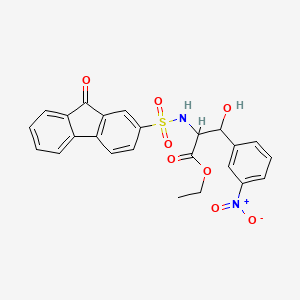 molecular formula C24H20N2O8S B4934469 Ethyl 3-hydroxy-3-(3-nitrophenyl)-2-(9-oxo-9H-fluorene-2-sulfonamido)propanoate 