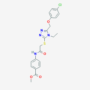 molecular formula C21H21ClN4O4S B493449 Methyl 4-(2-{5-[(4-chlorophenoxy)methyl]-4-ethyl-1,2,4-triazol-3-ylthio}acetyl amino)benzoate CAS No. 724746-54-7