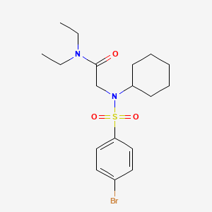 molecular formula C18H27BrN2O3S B4934558 N~2~-[(4-bromophenyl)sulfonyl]-N~2~-cyclohexyl-N,N-diethylglycinamide 