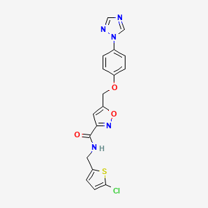 molecular formula C18H14ClN5O3S B4934702 N-[(5-chlorothiophen-2-yl)methyl]-5-[[4-(1,2,4-triazol-1-yl)phenoxy]methyl]-1,2-oxazole-3-carboxamide 