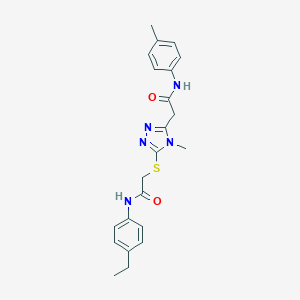 molecular formula C22H25N5O2S B493471 2-[5-({2-[(4-ethylphenyl)amino]-2-oxoethyl}sulfanyl)-4-methyl-4H-1,2,4-triazol-3-yl]-N-(4-methylphenyl)acetamide 