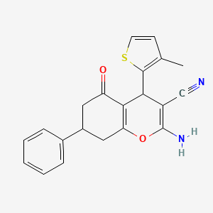 molecular formula C21H18N2O2S B4934989 2-amino-4-(3-methylthiophen-2-yl)-5-oxo-7-phenyl-4,6,7,8-tetrahydrochromene-3-carbonitrile 