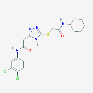 molecular formula C19H23Cl2N5O2S B493517 2-(5-{[2-(cyclohexylamino)-2-oxoethyl]sulfanyl}-4-methyl-4H-1,2,4-triazol-3-yl)-N-(3,4-dichlorophenyl)acetamide 