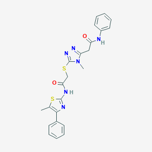 molecular formula C23H22N6O2S2 B493523 2-[4-methyl-5-({2-[(5-methyl-4-phenyl-1,3-thiazol-2-yl)amino]-2-oxoethyl}sulfanyl)-4H-1,2,4-triazol-3-yl]-N-phenylacetamide 