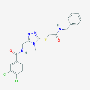 molecular formula C20H19Cl2N5O2S B493529 N-[(5-{[2-(benzylamino)-2-oxoethyl]sulfanyl}-4-methyl-4H-1,2,4-triazol-3-yl)methyl]-3,4-dichlorobenzamide 