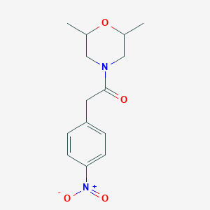 molecular formula C14H18N2O4 B4935339 1-(2,6-DIMETHYLMORPHOLIN-4-YL)-2-(4-NITROPHENYL)ETHAN-1-ONE 