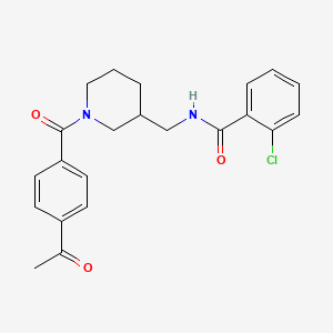 molecular formula C22H23ClN2O3 B4935377 N-[[1-(4-acetylbenzoyl)piperidin-3-yl]methyl]-2-chlorobenzamide 