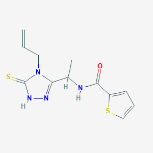 molecular formula C12H14N4OS2 B493539 N-[1-(4-allyl-5-sulfanyl-4H-1,2,4-triazol-3-yl)ethyl]-2-thiophenecarboxamide 