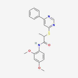 molecular formula C21H21N3O3S B4935442 N-(2,4-dimethoxyphenyl)-2-(6-phenylpyrimidin-4-yl)sulfanylpropanamide 