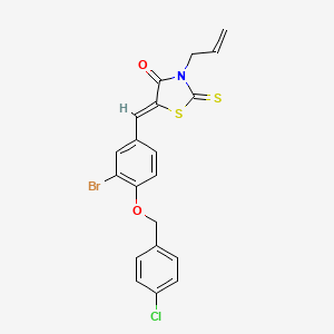 molecular formula C20H15BrClNO2S2 B4935461 (5Z)-5-[[3-bromo-4-[(4-chlorophenyl)methoxy]phenyl]methylidene]-3-prop-2-enyl-2-sulfanylidene-1,3-thiazolidin-4-one 
