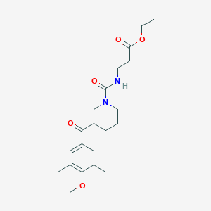 molecular formula C21H30N2O5 B4935657 ethyl N-{[3-(4-methoxy-3,5-dimethylbenzoyl)-1-piperidinyl]carbonyl}-beta-alaninate 