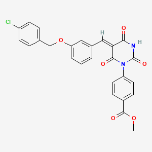 molecular formula C26H19ClN2O6 B4935807 methyl 4-[(5Z)-5-[[3-[(4-chlorophenyl)methoxy]phenyl]methylidene]-2,4,6-trioxo-1,3-diazinan-1-yl]benzoate 
