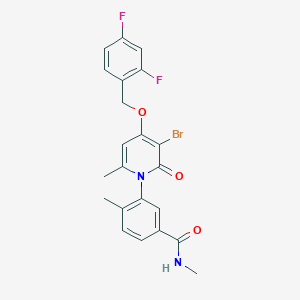molecular formula C22H19BrF2N2O3 B049361 3-(3-Bromo-4-((2,4-difluorobenzyl)oxy)-6-methyl-2-oxopyridin-1(2H)-yl)-N,4-dimethylbenzamide CAS No. 1358027-80-1