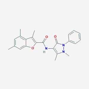 molecular formula C23H23N3O3 B493650 N-(1,5-dimethyl-3-oxo-2-phenyl-2,3-dihydro-1H-pyrazol-4-yl)-3,4,6-trimethyl-1-benzofuran-2-carboxamide CAS No. 724741-87-1