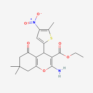 molecular formula C19H22N2O6S B4936500 ethyl 2-amino-7,7-dimethyl-4-(5-methyl-4-nitrothiophen-2-yl)-5-oxo-6,8-dihydro-4H-chromene-3-carboxylate 