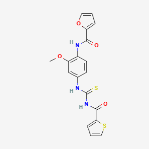 molecular formula C18H15N3O4S2 B4936617 N-[2-methoxy-4-(thiophene-2-carbonylcarbamothioylamino)phenyl]furan-2-carboxamide 