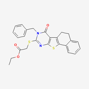 molecular formula C25H22N2O3S2 B4936705 ethyl 2-[(13-benzyl-12-oxo-17-thia-13,15-diazatetracyclo[8.7.0.02,7.011,16]heptadeca-1(10),2,4,6,11(16),14-hexaen-14-yl)sulfanyl]acetate 
