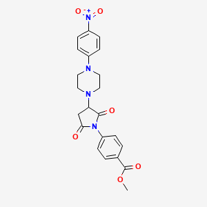 molecular formula C22H22N4O6 B4936722 Methyl 4-{3-[4-(4-nitrophenyl)piperazin-1-yl]-2,5-dioxopyrrolidin-1-yl}benzoate 