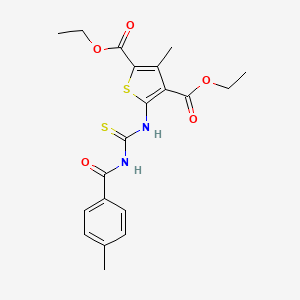 molecular formula C20H22N2O5S2 B4936759 Diethyl 3-methyl-5-[(4-methylbenzoyl)carbamothioylamino]thiophene-2,4-dicarboxylate 