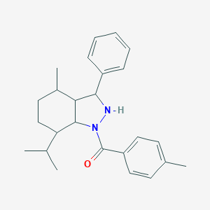 molecular formula C25H32N2O B493676 7-isopropyl-4-methyl-1-(4-methylbenzoyl)-3-phenyloctahydro-1H-indazole 
