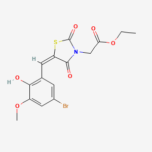 molecular formula C15H14BrNO6S B4937075 ethyl 2-[(5E)-5-[(5-bromo-2-hydroxy-3-methoxyphenyl)methylidene]-2,4-dioxo-1,3-thiazolidin-3-yl]acetate 