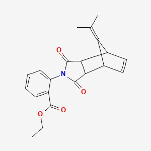 molecular formula C21H21NO4 B4937236 ethyl 2-[1,3-dioxo-8-(propan-2-ylidene)-1,3,3a,4,7,7a-hexahydro-2H-4,7-methanoisoindol-2-yl]benzoate 