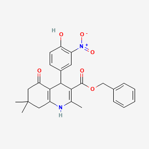 molecular formula C26H26N2O6 B4937258 Benzyl 4-(4-hydroxy-3-nitrophenyl)-2,7,7-trimethyl-5-oxo-1,4,6,8-tetrahydroquinoline-3-carboxylate 