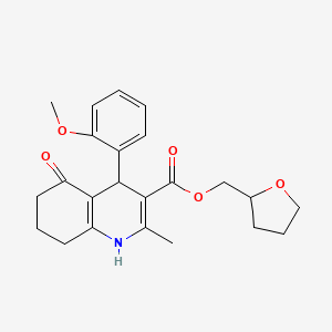 molecular formula C23H27NO5 B4938153 Tetrahydrofuran-2-ylmethyl 4-(2-methoxyphenyl)-2-methyl-5-oxo-1,4,5,6,7,8-hexahydroquinoline-3-carboxylate 