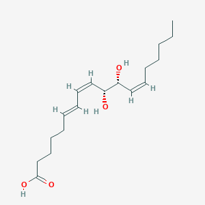 molecular formula C18H30O4 B049382 10,11-Dihydroxyoctadeca-6,8,12-trienoic acid CAS No. 121979-39-3