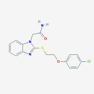 molecular formula C17H16ClN3O2S B493825 2-(2-{[2-(4-chlorophenoxy)ethyl]sulfanyl}-1H-benzimidazol-1-yl)acetamide 