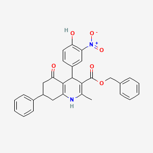 molecular formula C30H26N2O6 B4938254 benzyl 4-(4-hydroxy-3-nitrophenyl)-2-methyl-5-oxo-7-phenyl-1,4,5,6,7,8-hexahydroquinoline-3-carboxylate 