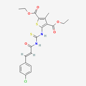 molecular formula C21H21ClN2O5S2 B4938433 diethyl 5-({[(2E)-3-(4-chlorophenyl)prop-2-enoyl]carbamothioyl}amino)-3-methylthiophene-2,4-dicarboxylate 