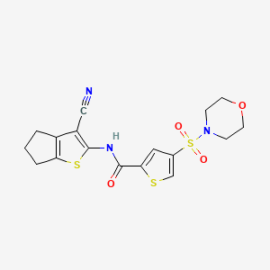 molecular formula C17H17N3O4S3 B4938438 N-(3-cyano-5,6-dihydro-4H-cyclopenta[b]thiophen-2-yl)-4-morpholin-4-ylsulfonylthiophene-2-carboxamide 