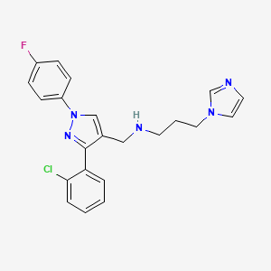molecular formula C22H21ClFN5 B4938495 N-{[3-(2-chlorophenyl)-1-(4-fluorophenyl)-1H-pyrazol-4-yl]methyl}-3-(1H-imidazol-1-yl)-1-propanamine 