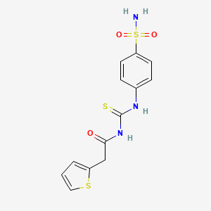 molecular formula C13H13N3O3S3 B4938635 N-[(4-sulfamoylphenyl)carbamothioyl]-2-thiophen-2-ylacetamide 