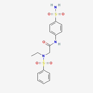 molecular formula C16H19N3O5S2 B4938687 N~2~-ethyl-N~2~-(phenylsulfonyl)-N-(4-sulfamoylphenyl)glycinamide 