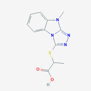molecular formula C12H12N4O2S B493870 2-[(9-Methyl-9H-[1,2,4]triazolo[4,3-a]-benzimidazol-3-yl)thio]propanoic acid CAS No. 681838-50-6