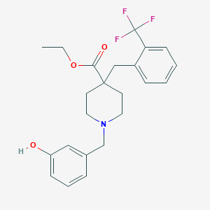 molecular formula C23H26F3NO3 B4938749 ethyl 1-(3-hydroxybenzyl)-4-[2-(trifluoromethyl)benzyl]-4-piperidinecarboxylate 