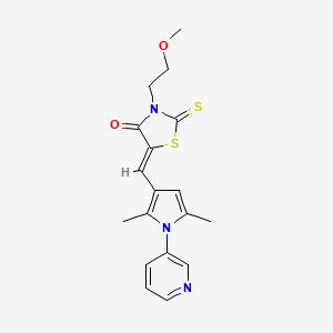 molecular formula C18H19N3O2S2 B4938946 (5Z)-5-{[2,5-dimethyl-1-(pyridin-3-yl)-1H-pyrrol-3-yl]methylidene}-3-(2-methoxyethyl)-2-thioxo-1,3-thiazolidin-4-one 