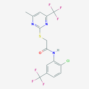 molecular formula C15H10ClF6N3OS B4939025 N-[2-chloro-5-(trifluoromethyl)phenyl]-2-{[4-methyl-6-(trifluoromethyl)-2-pyrimidinyl]thio}acetamide 