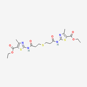 molecular formula C20H26N4O6S3 B4939027 ETHYL 2-{3-[(2-{[5-(ETHOXYCARBONYL)-4-METHYL-1,3-THIAZOL-2-YL]CARBAMOYL}ETHYL)SULFANYL]PROPANAMIDO}-4-METHYL-1,3-THIAZOLE-5-CARBOXYLATE 