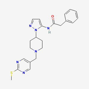 molecular formula C22H26N6OS B4939053 N-[1-(1-{[2-(methylthio)-5-pyrimidinyl]methyl}-4-piperidinyl)-1H-pyrazol-5-yl]-2-phenylacetamide 