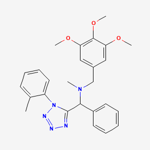 molecular formula C26H29N5O3 B4939243 N-methyl-1-[1-(2-methylphenyl)tetrazol-5-yl]-1-phenyl-N-[(3,4,5-trimethoxyphenyl)methyl]methanamine 