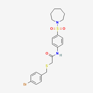 molecular formula C21H25BrN2O3S2 B4939392 N-[4-(1-azepanylsulfonyl)phenyl]-2-[(4-bromobenzyl)thio]acetamide 