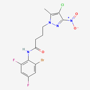 molecular formula C14H12BrClF2N4O3 B4939428 N-(2-bromo-4,6-difluorophenyl)-4-(4-chloro-5-methyl-3-nitro-1H-pyrazol-1-yl)butanamide 