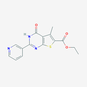 molecular formula C15H13N3O3S B493949 Ethyl 5-methyl-4-oxo-2-(3-pyridinyl)-3,4-dihydrothieno[2,3-d]pyrimidine-6-carboxylate CAS No. 408323-92-2